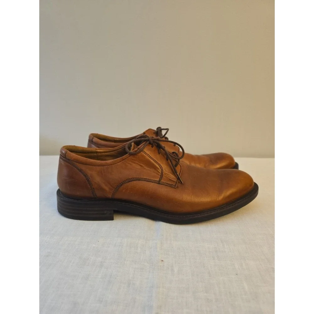 Johnston & Murphy Men's Lace Up Oxford Brown/Tan Plain Toe Shoe Size 10.5 M